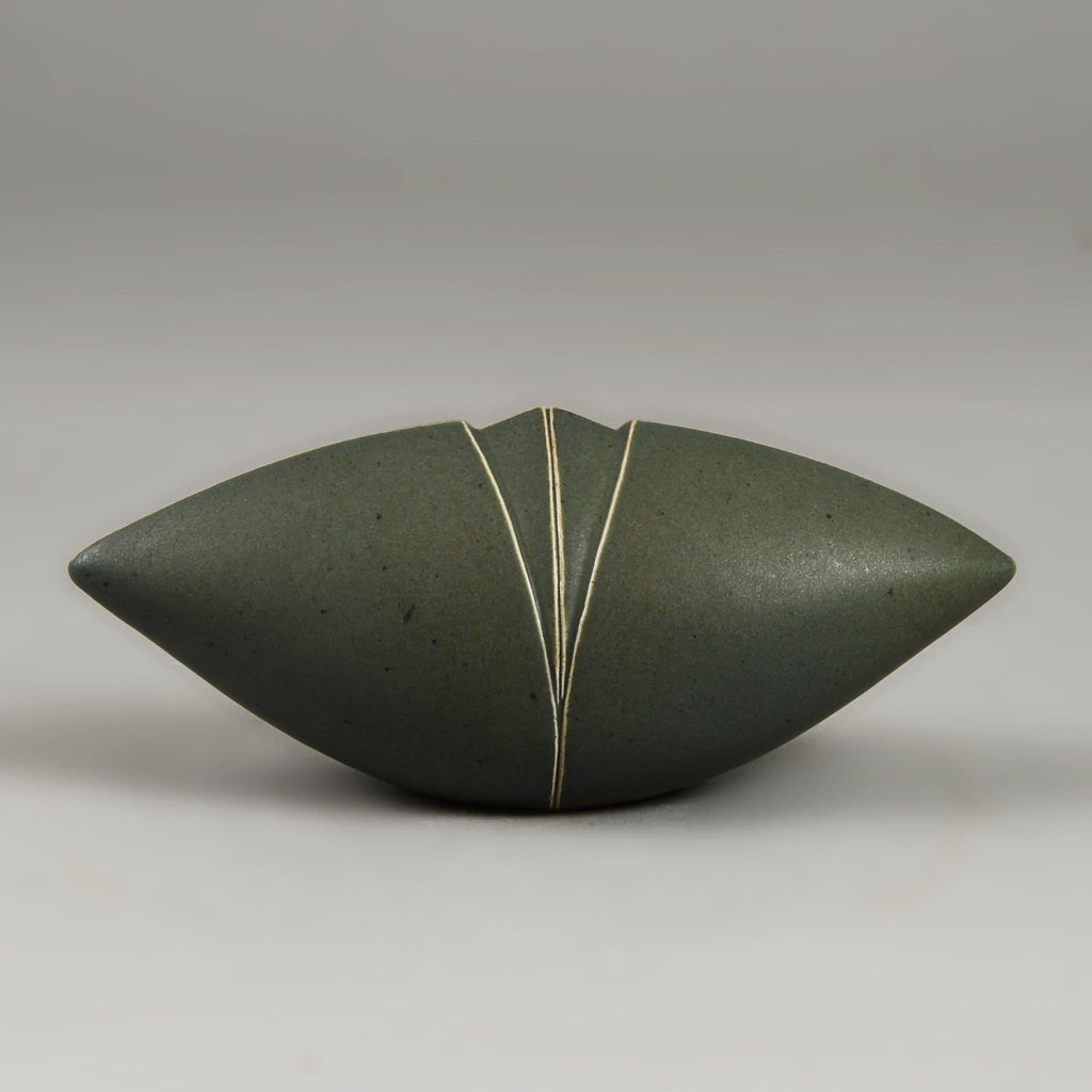 Antje Wiewinner, Germany, unique stoneware sculptural form with gray matte glaze E7379