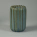 Arne Bang, Denmark, ribbed cylindrical stoneware vase with blue glaze