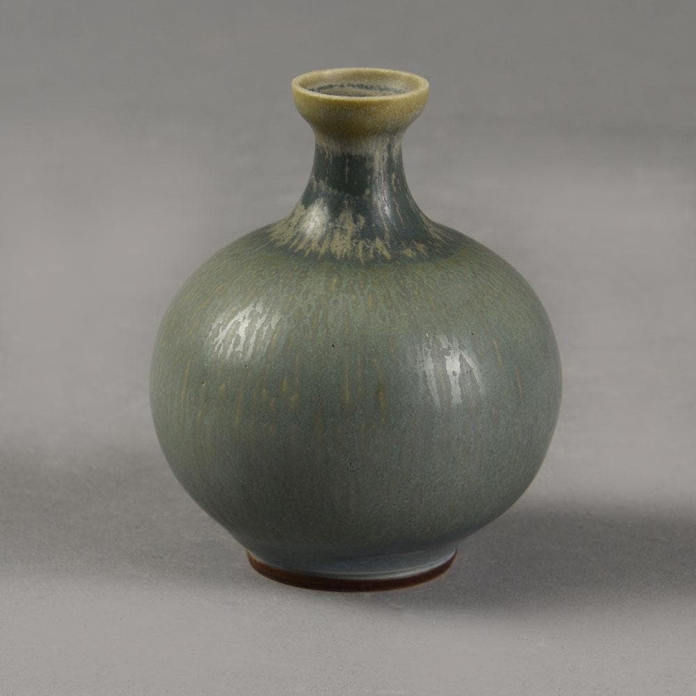 Berndt Friberg for Gustavsberg cabinet vase with gray glaze F8067 - Freeforms