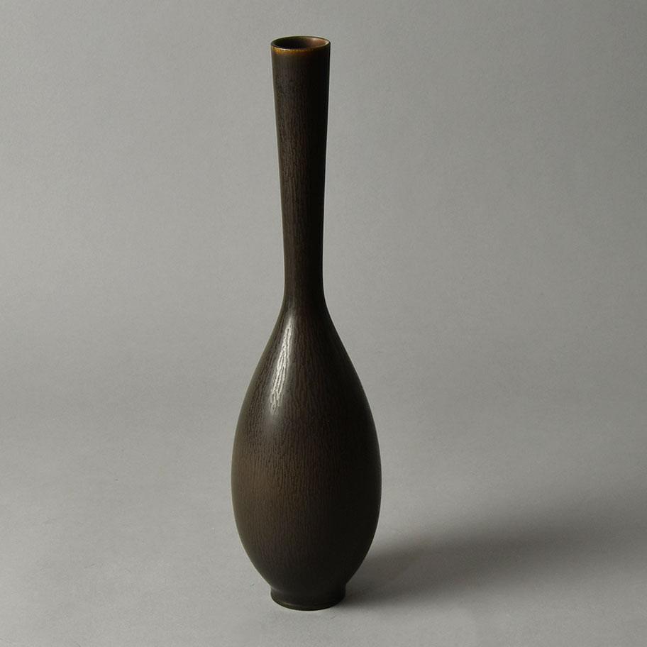 Berndt Friberg for Gustavsberg, large vase with dark brown haresfur glaze G9124 - Freeforms