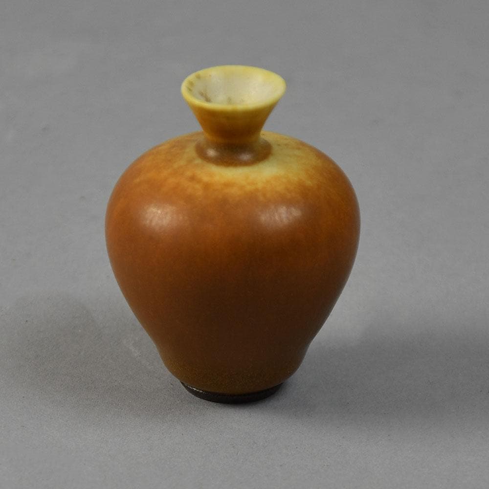 Berndt Friberg for Gustavsberg miniature vase with brown haresfur glaze G9157 - Freeforms