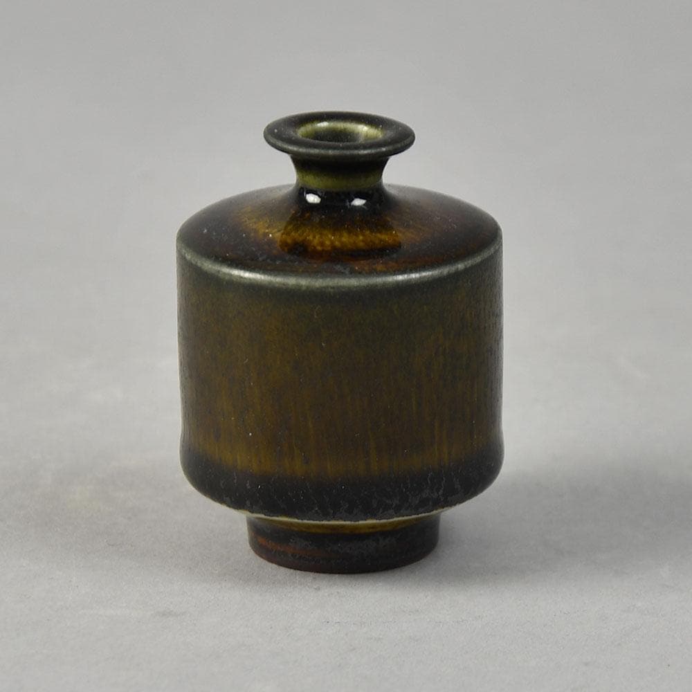Berndt Friberg for Gustavsberg, miniature vase with glossy dark golden brown glaze F8276 - Freeforms