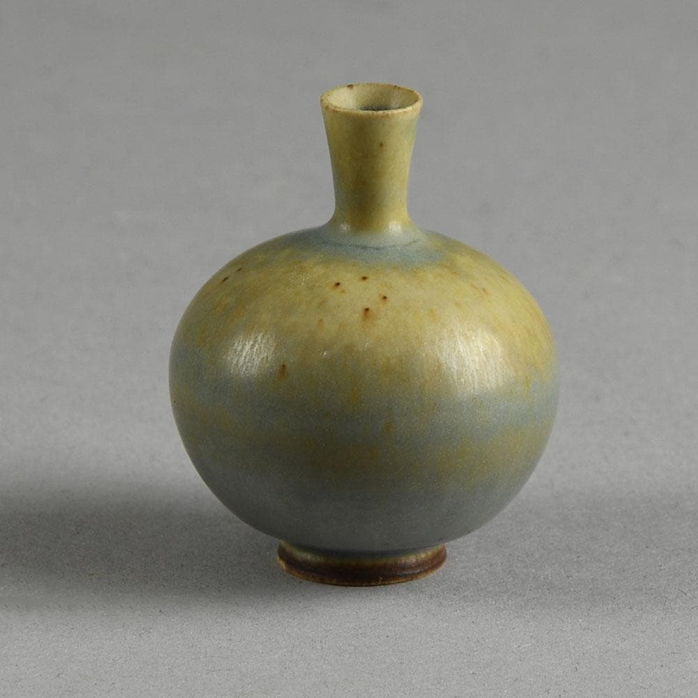 Berndt Friberg for Gustavsberg miniature vase with gray haresfur glaze E7408 - Freeforms