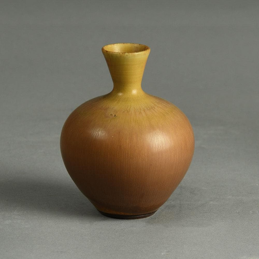 Berndt Friberg for Gustavsberg vase with brown haresfur glaze D6337 - Freeforms