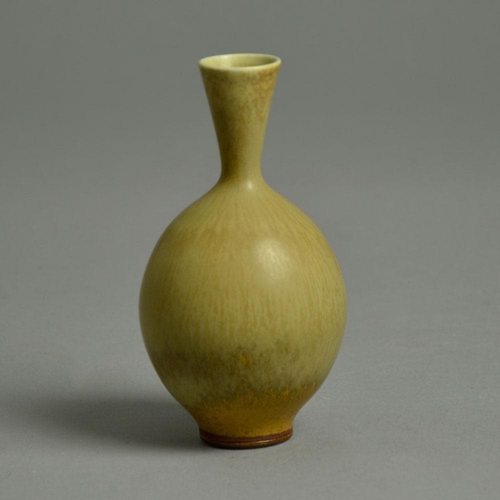 Berndt Friberg for Gustavsberg vase with pale brown haresfur glaze F8236 - Freeforms