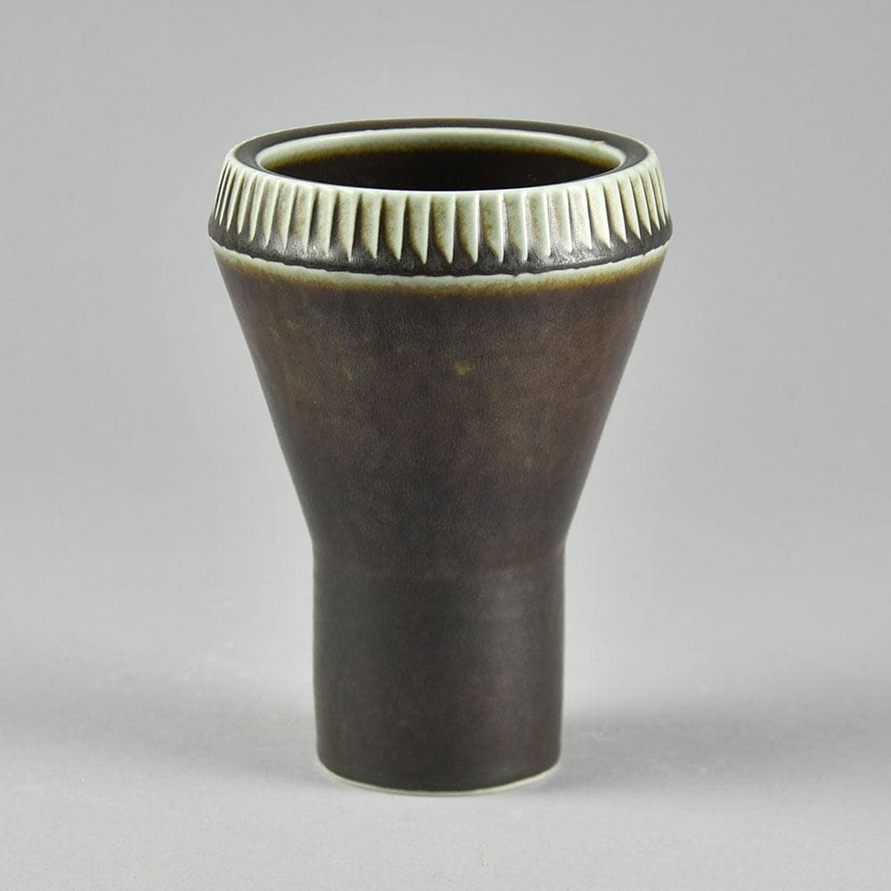 Carl Harry Stålhane for Rörstrand vase with brown matte glaze F8352 - Freeforms