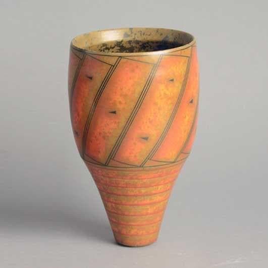 Earthenware terra-sigillata smoke fired ceramic vase by Duncan Ross N9708 - Freeforms