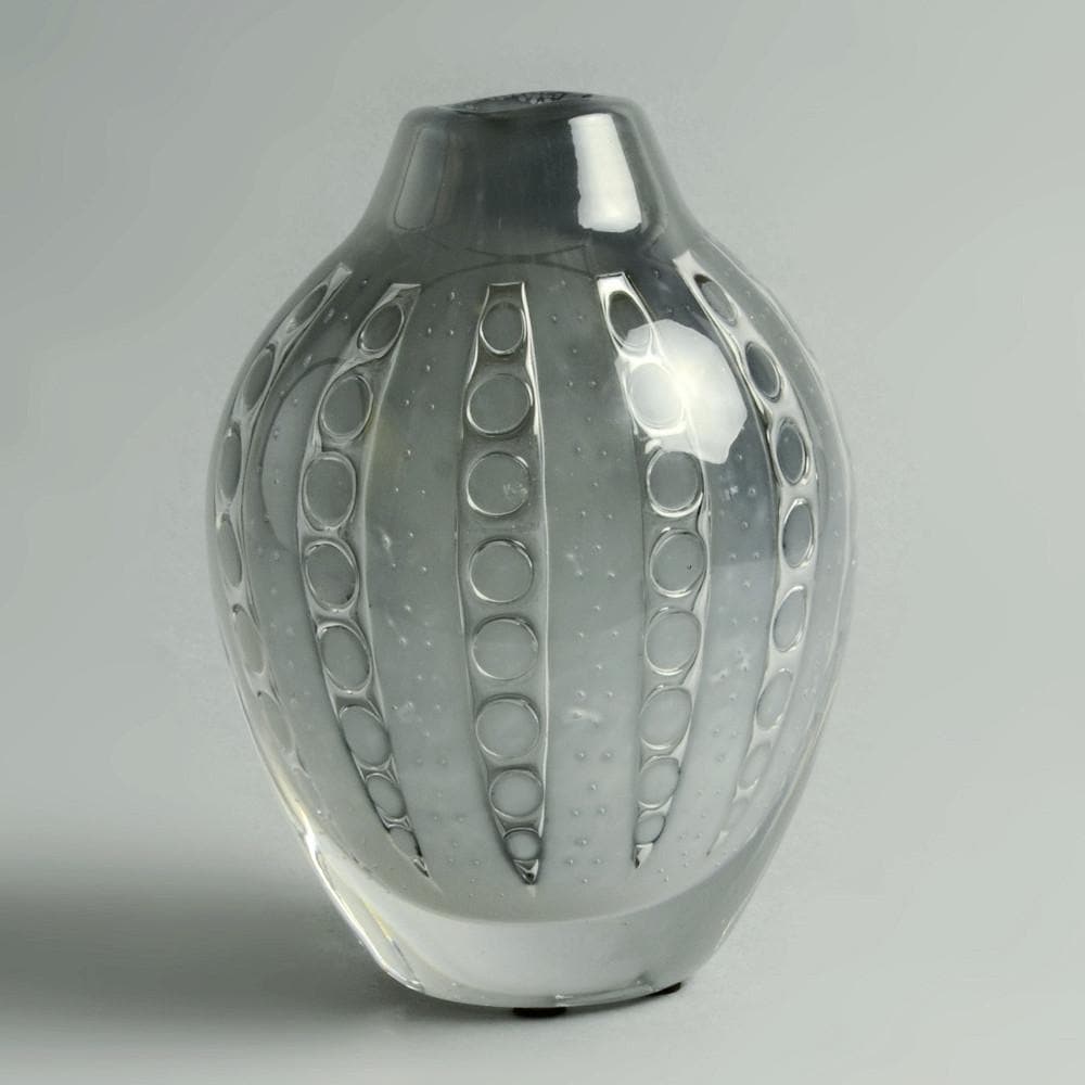 Edvin Ohrstrom for Orrefors, "ariel" vase in gray and clear glass N1028 - Freeforms