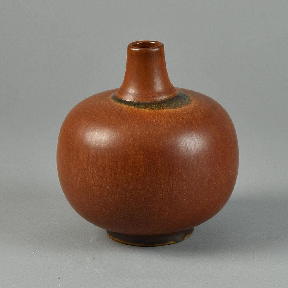 Erich and Ingrid Triller for Tobo, stoneware vase with reddish brown glaze G9245 - Freeforms