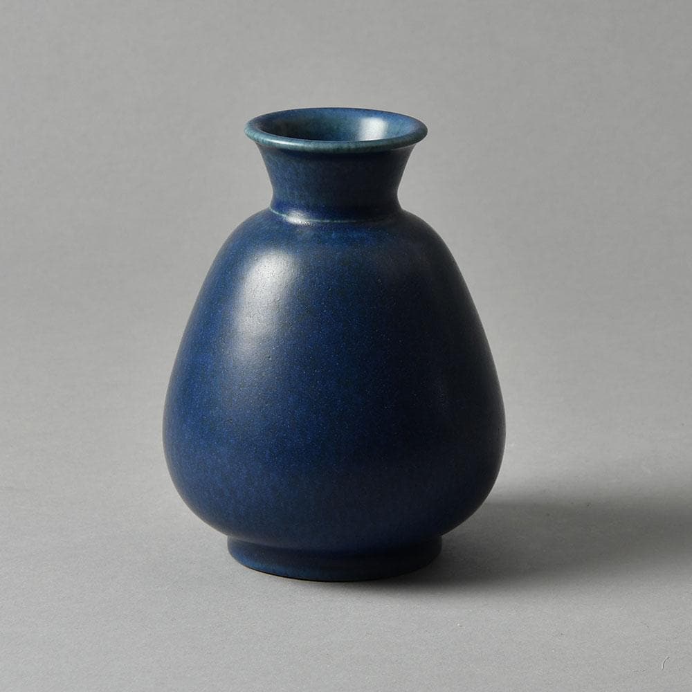 Erich and Ingrid Triller for Tobo, Sweden, unique stoneware vase with blue glaze G9006 - Freeforms