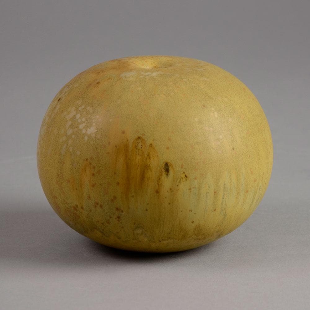 Gottlind Weigel, unique stoneware vase with yellow ochre crystalline glaze D6388 - Freeforms
