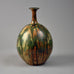 Gunnar Andersson, Höganäs, Sweden, unique earthenware vase with dripping green and brown glaze 1985 G9142 - Freeforms