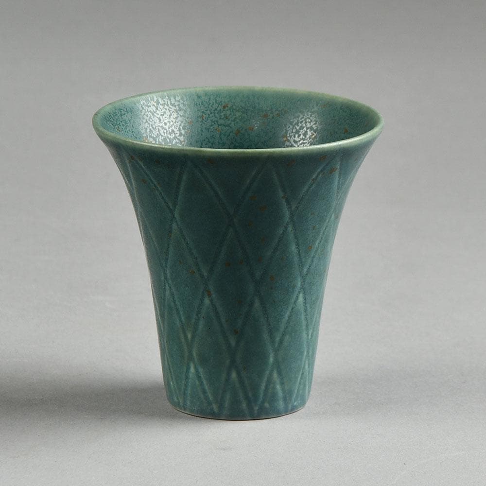 Gunnar Nylund for Rorstrand Stoneware vase in matte green glaze F8263 - Freeforms