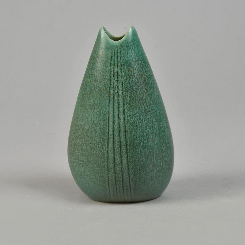 Gunnar Nylund for Rörstrand Stoneware vase in matte olive and brown glaze G9302 - Freeforms