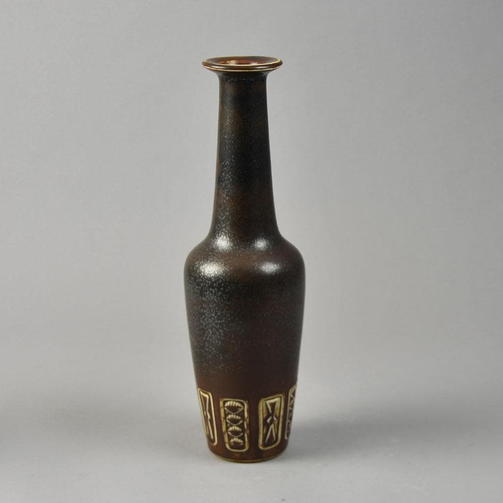 Gunnar Nylund for Rörstrand, Stoneware vase with brown glaze G9168 - Freeforms