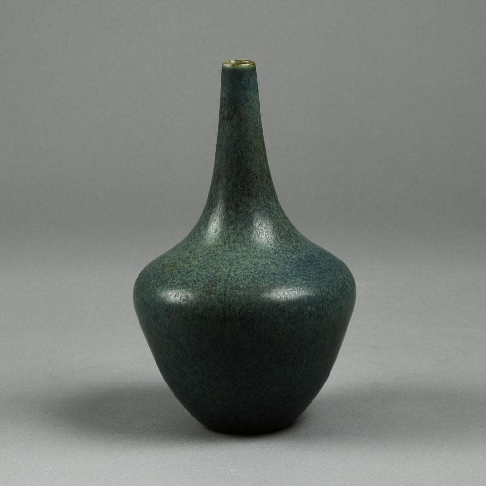 Gunnar Nylund for Rorstrand Stoneware vase with matte blue and olive glaze F8168 - Freeforms