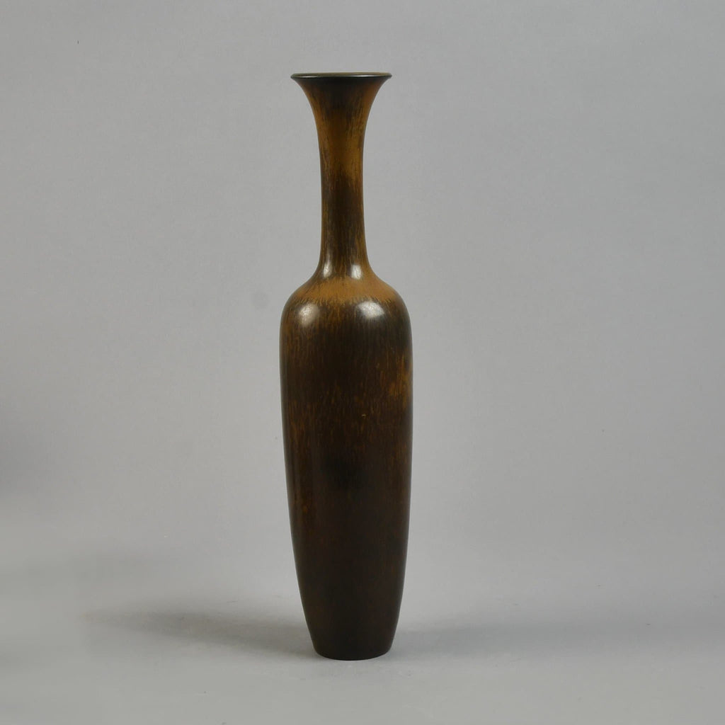Gunnar Nylund for Rörstrand, tall ceramic vase with brown glaze G9057 - Freeforms