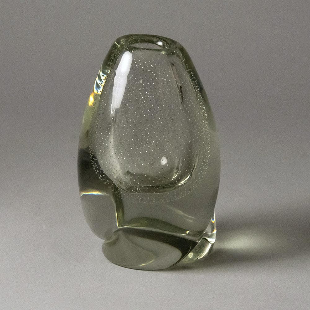 Gunnel Nyman for Nuutäjarvi-Nottsjö clear glass vase with control bubbles G9324 - Freeforms