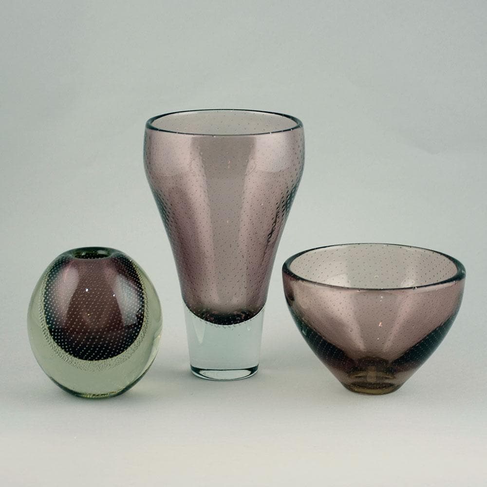 Gunnel Nyman for Nuutäjarvi-Nottsjö three purple vases - Freeforms
