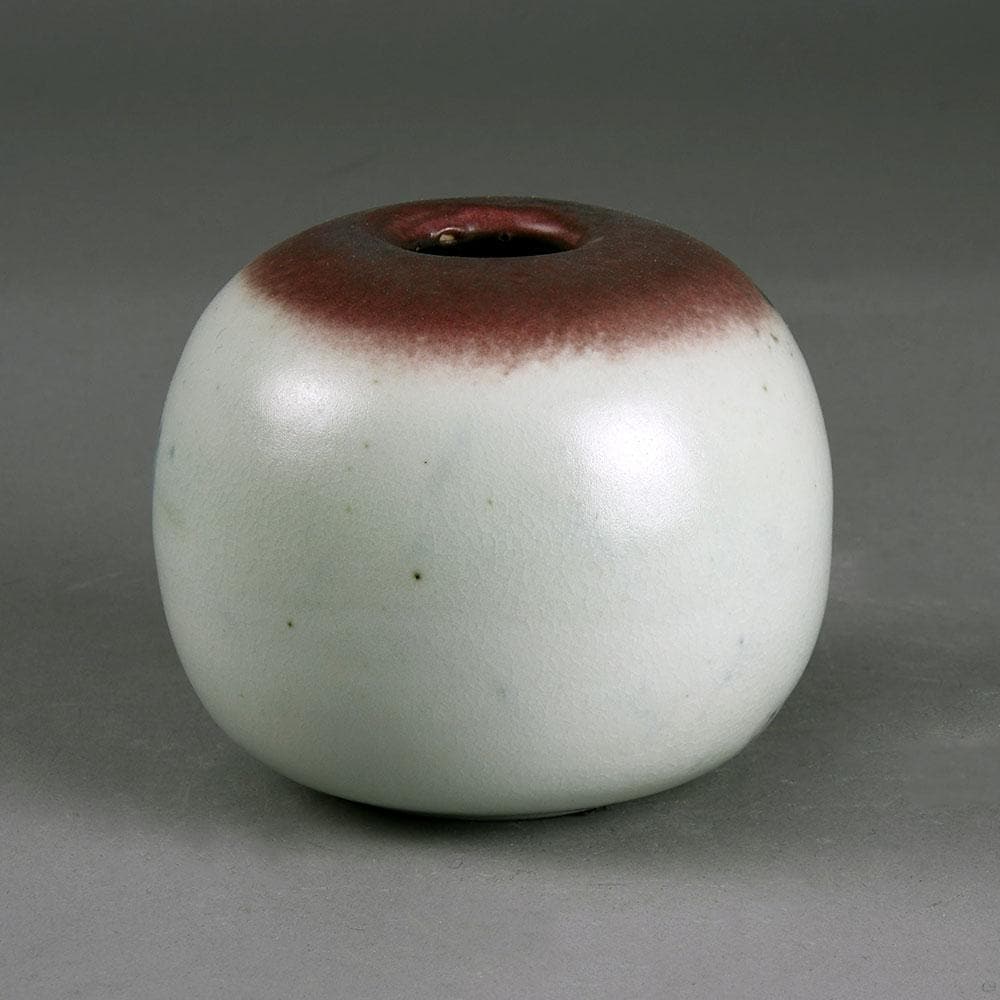 Horst Nagel, own studio, Germany, unique round vase with pink and white glaze E7265 - Freeforms