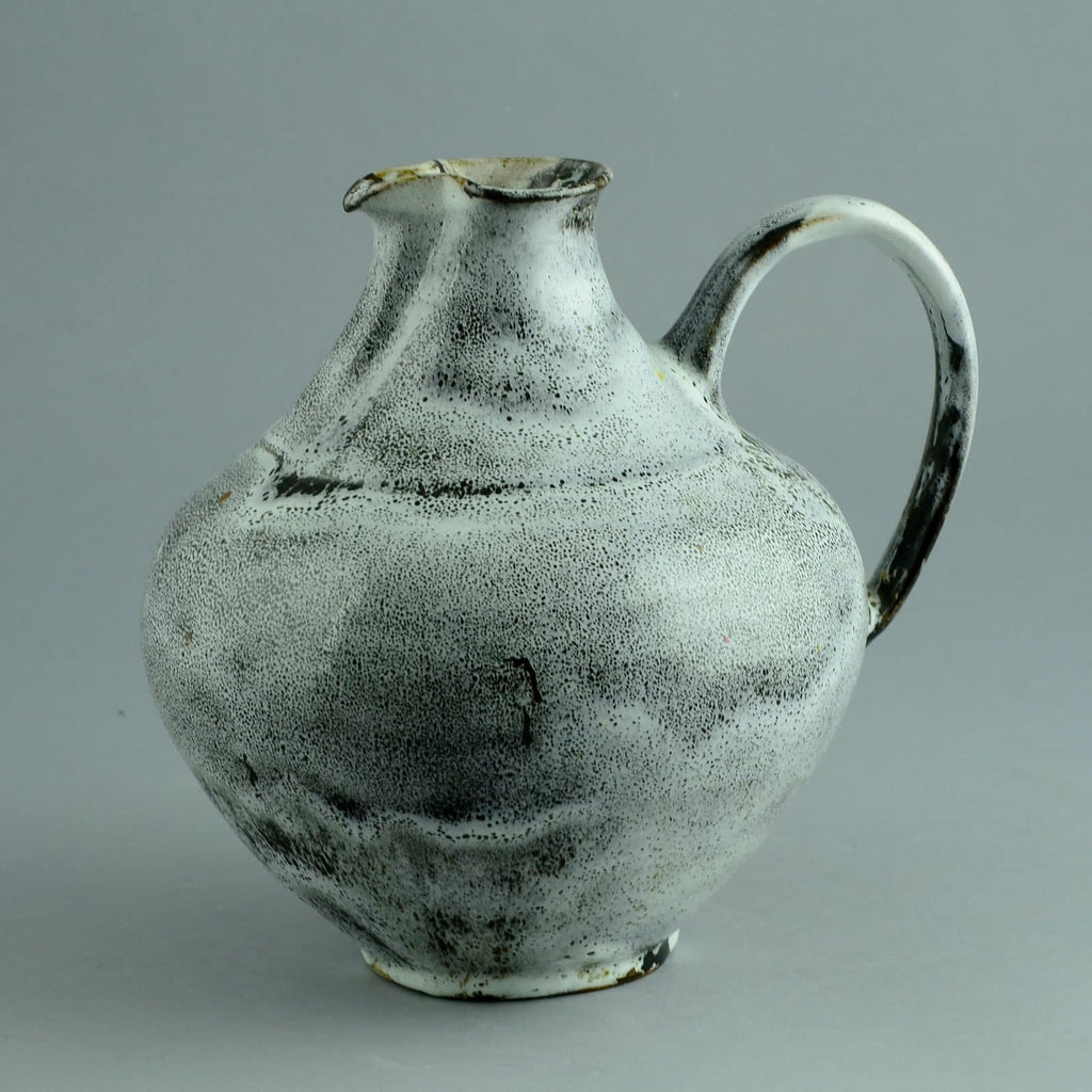 Hubert Griemert, Germany, pitcher with black and white glaze B3945 - Freeforms