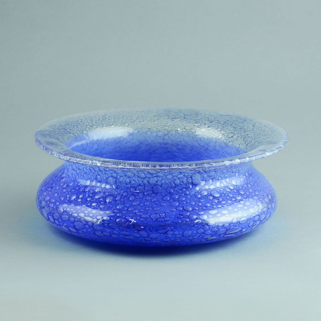 Ingeborg Lundin for Orrefors, bowl in blue and clear bubbly glass N8746 - Freeforms