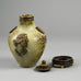 Jais Nielsen for Royal Copenhagen stoneware vase with Sung glaze and bronze lid and base D6314 - Freeforms