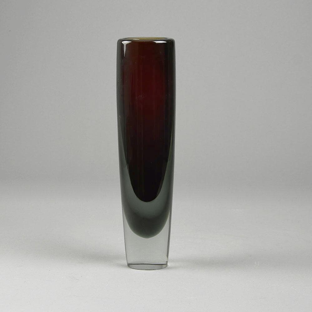 Kaj Franck for Nuutäjarvi-Nottsjö, tall sommerso vase in black, gray and clear F8201 - Freeforms