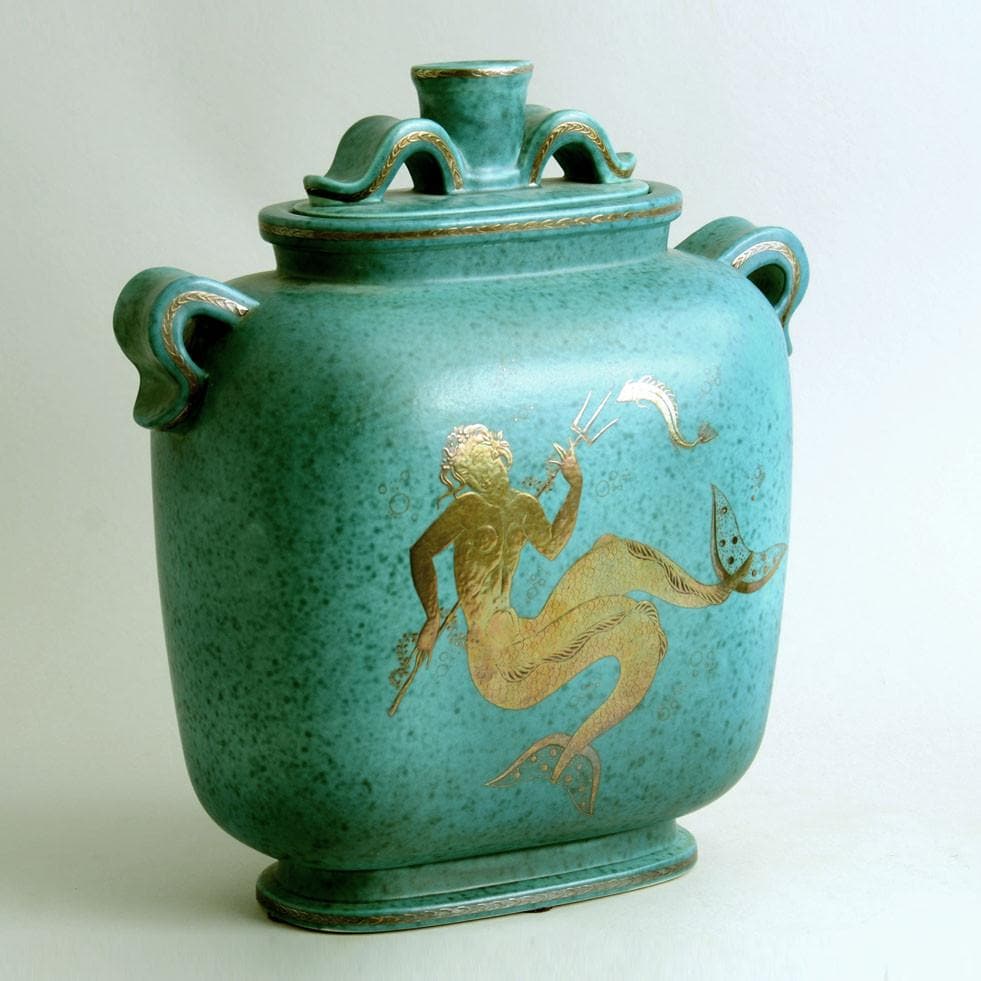 Large "Argenta" handled, lidded jar by Wilhelm Kage N3693 - Freeforms