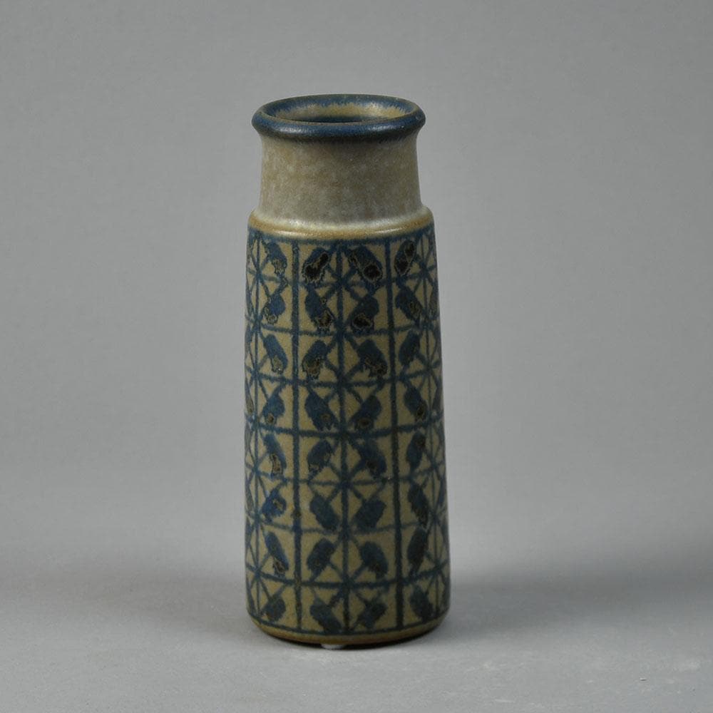 Marianne Starck for Michael Andersen and Sons stoneware vase with gray and blue patterned glaze G9046 - Freeforms