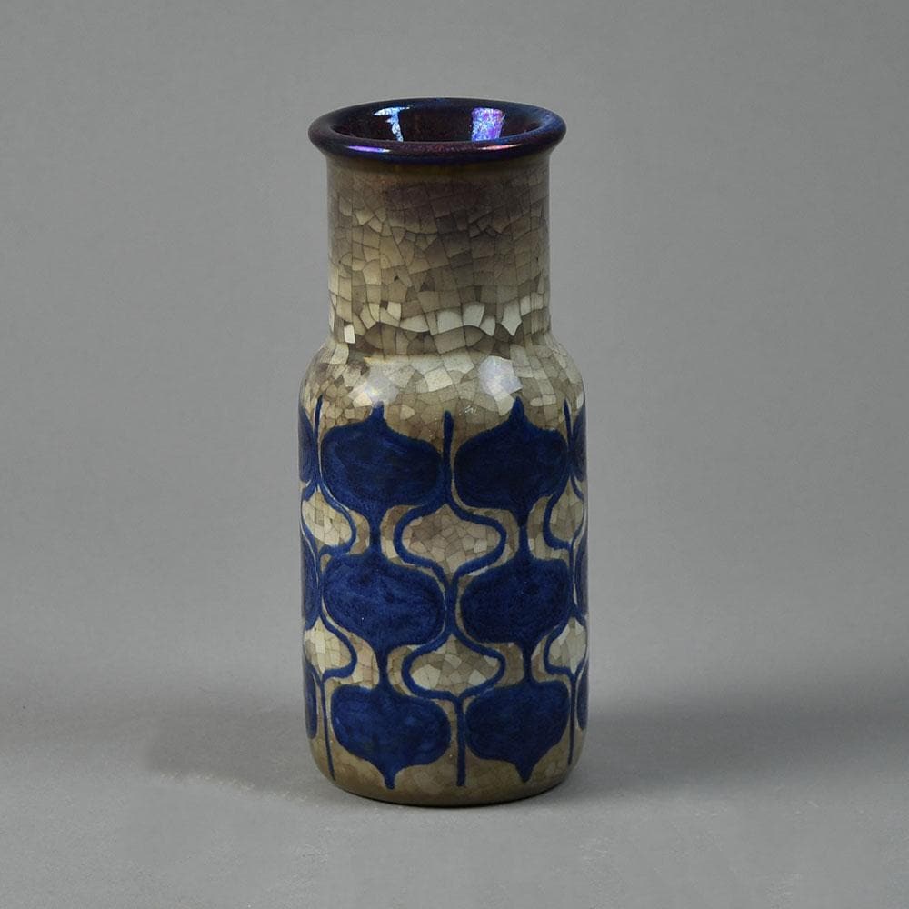 Marianne Starck for Michael Andersen and Sons stoneware vase with gray and blue patterned glaze G9051 - Freeforms