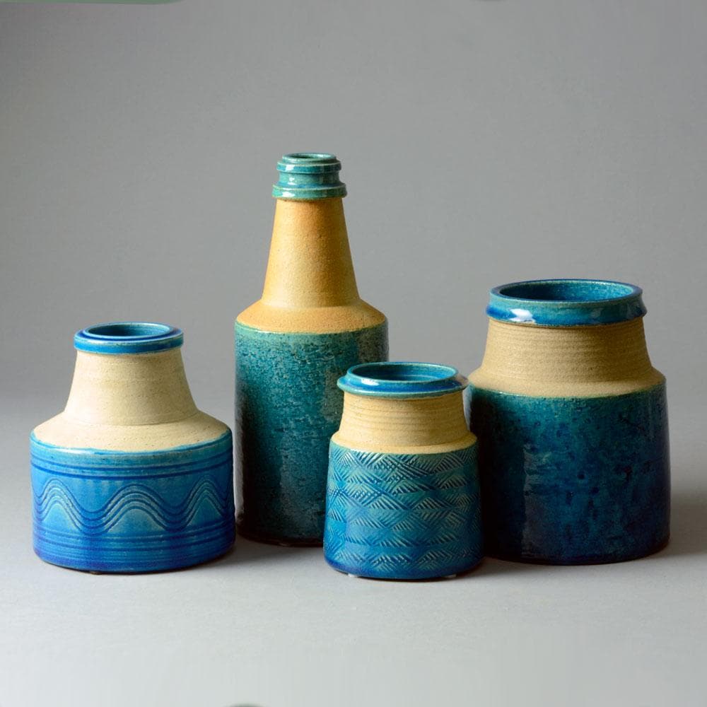 Nils Kähler, Kähler Keramik, group of vases with turquoise glaze - Freeforms