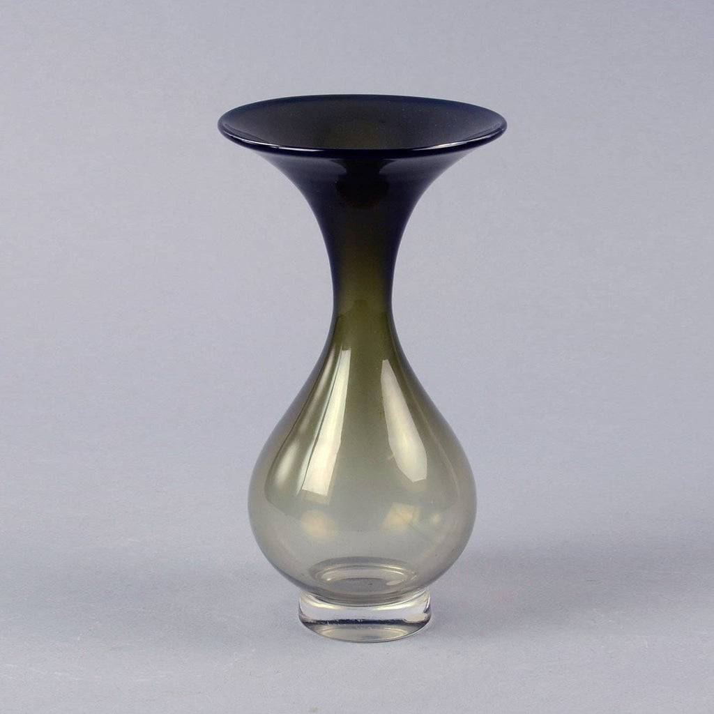 Olive green glass vase by Nils Landberg for Orrefors N6787 - Freeforms