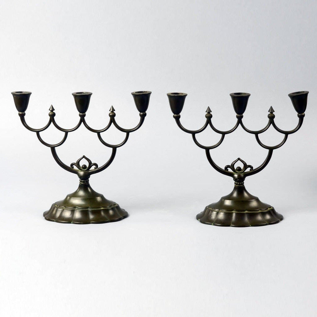 Pair of Disko metal candelabras by Just Andersen A1143 - Freeforms
