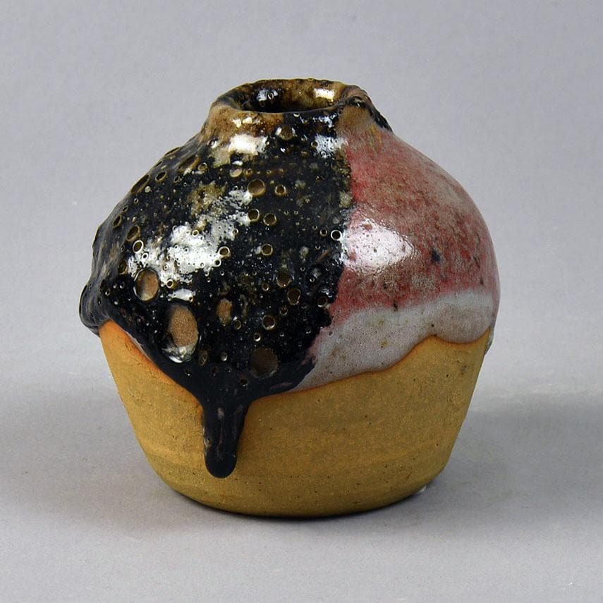 Peter Roters unique stoneware vase with dripping crater glaze G9138 - Freeforms