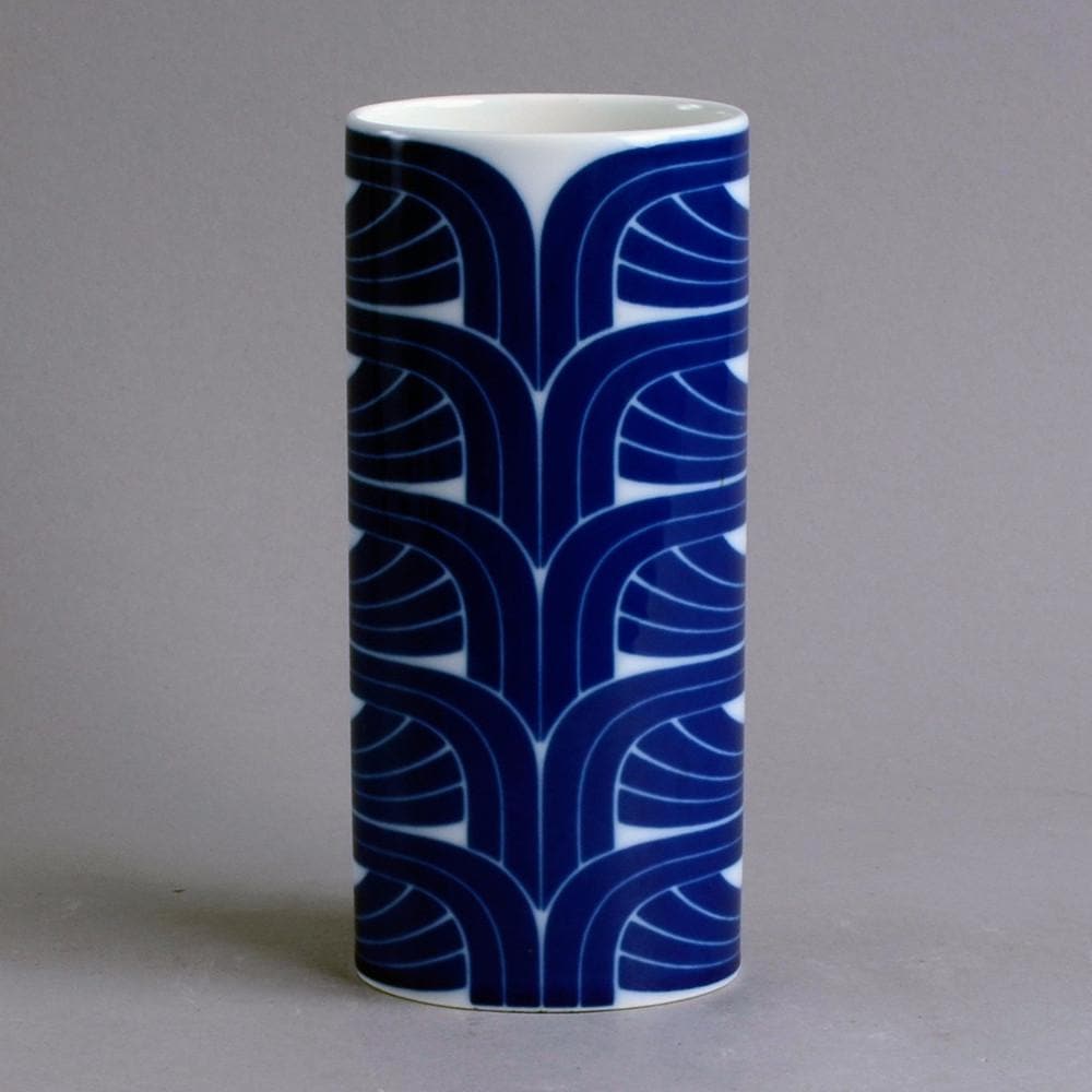 Porcelain vase with glossy white and dark blue glaze for Rosenthal B3718 - Freeforms