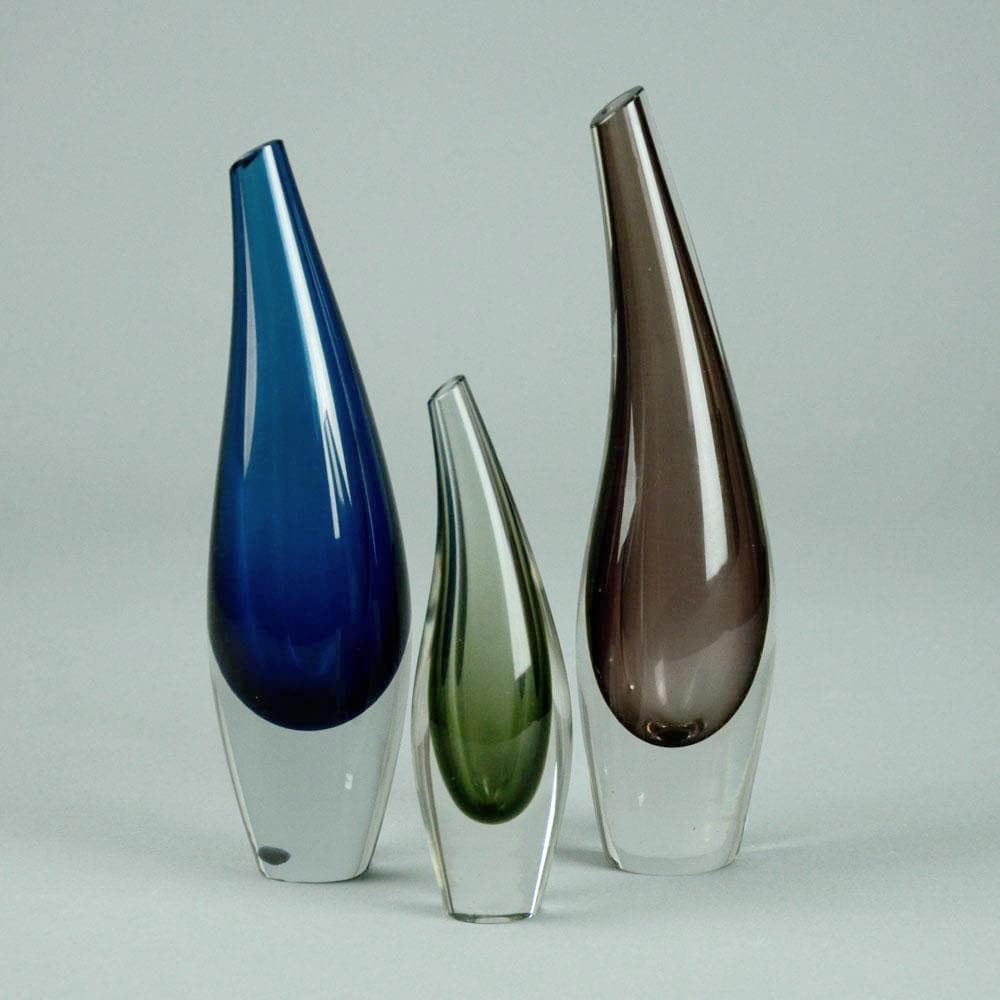 Set of three Glass "Fish Bladder" vases by Tapio Wirkkala for Iittala - Freeforms
