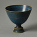 Stig Lindberg for Gustavsberg unique stoneware footed bowl with blue glaze G9358 - Freeforms