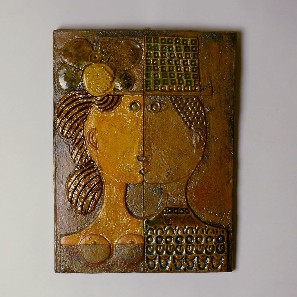 Stig Lindberg, Stoneware tile with relief illustration N6990 - Freeforms