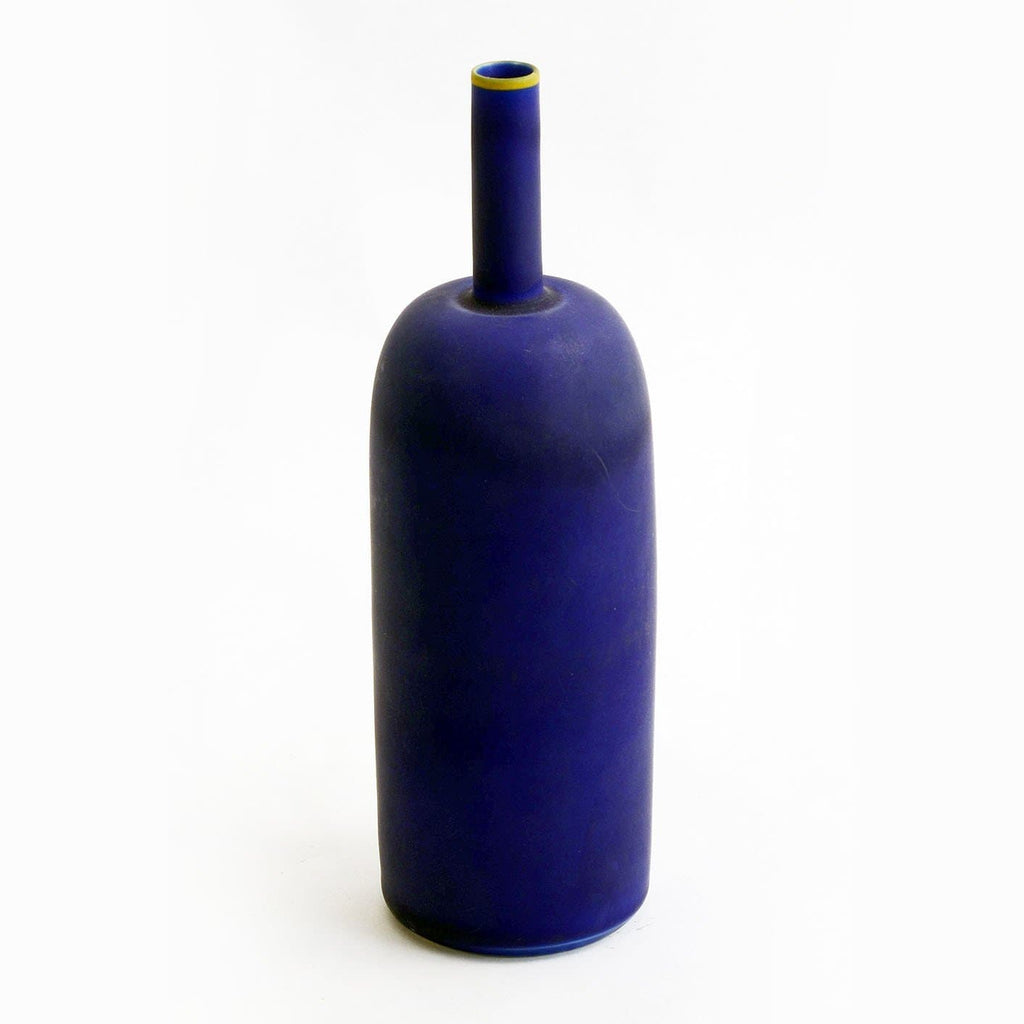 Stoneware bottle vase with matte cobalt blue glaze by Inger Persson N7728 - Freeforms