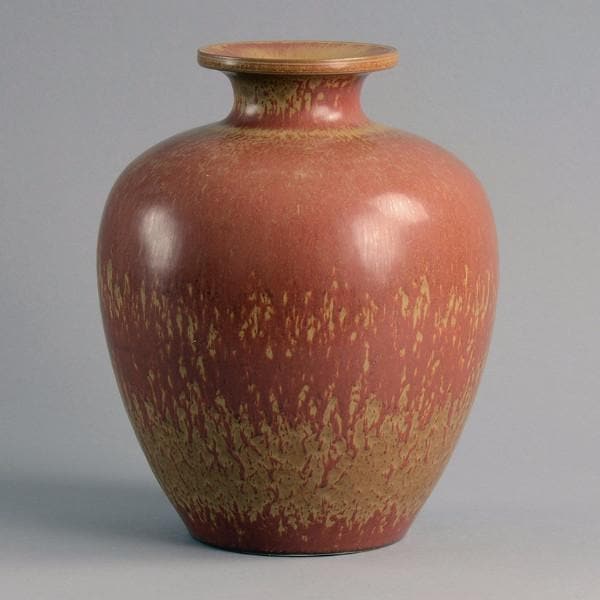 Stoneware vase with burnt orange glaze by Gunnar Nylund B3327 - Freeforms