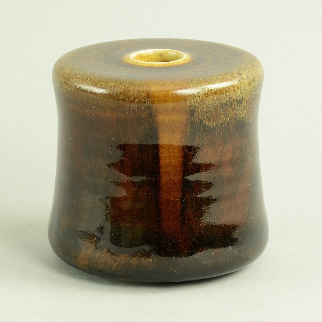 Stoneware vase with glossy brown glaze by Gerald and Gottlind Weigel C5161 - Freeforms