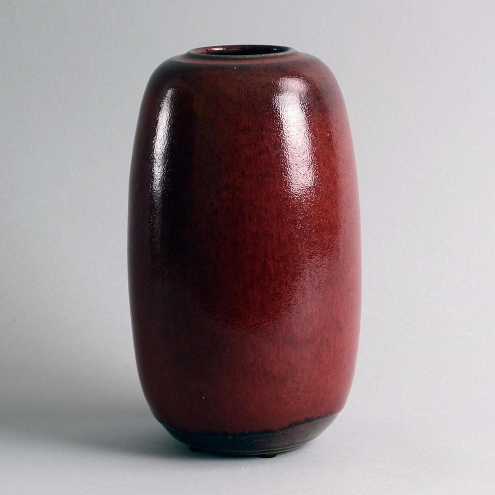 Stoneware vase with glossy oxblood glaze by Edouard Chapallaz A2161 - Freeforms
