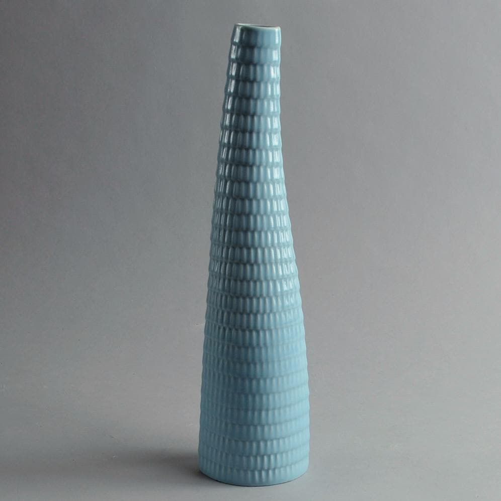 Tall "Reptil" vase with pale blue glaze by Stig Lindberg B3124 - Freeforms