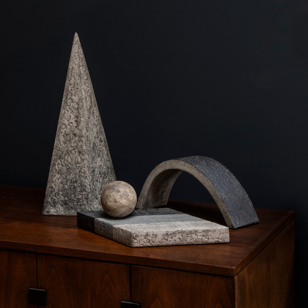 Three piece stoneware abstract sculpture by Antje Brüggemann-Breckwoldt C5109 - Freeforms