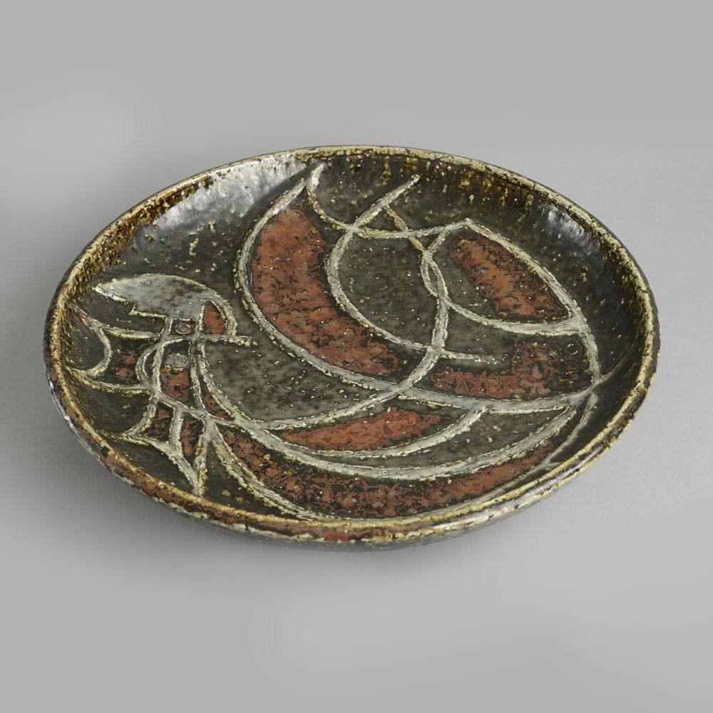 Unique chamotte (rough textured) stoneware charger by Carl Harry Stalhane N5287 - Freeforms