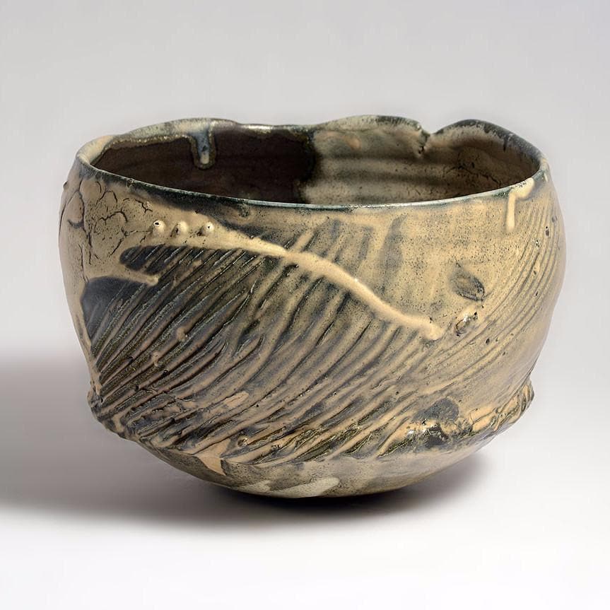 Unique stoneware bowl by Claude Champy N8216 - Freeforms