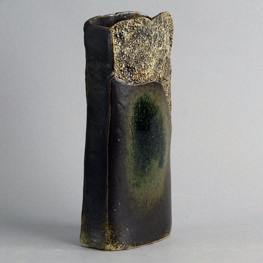 Unique stoneware rectangular vase by Elisabeth Schaffer B3956 - Freeforms
