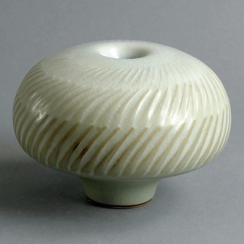 Unique stoneware sculptural vessel by Karl Scheid N8379 - Freeforms