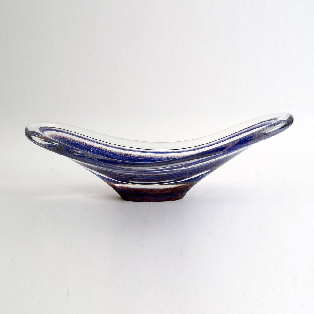 Vicke Lindstrand for Kosta blue striped glass bowl N8488 - Freeforms